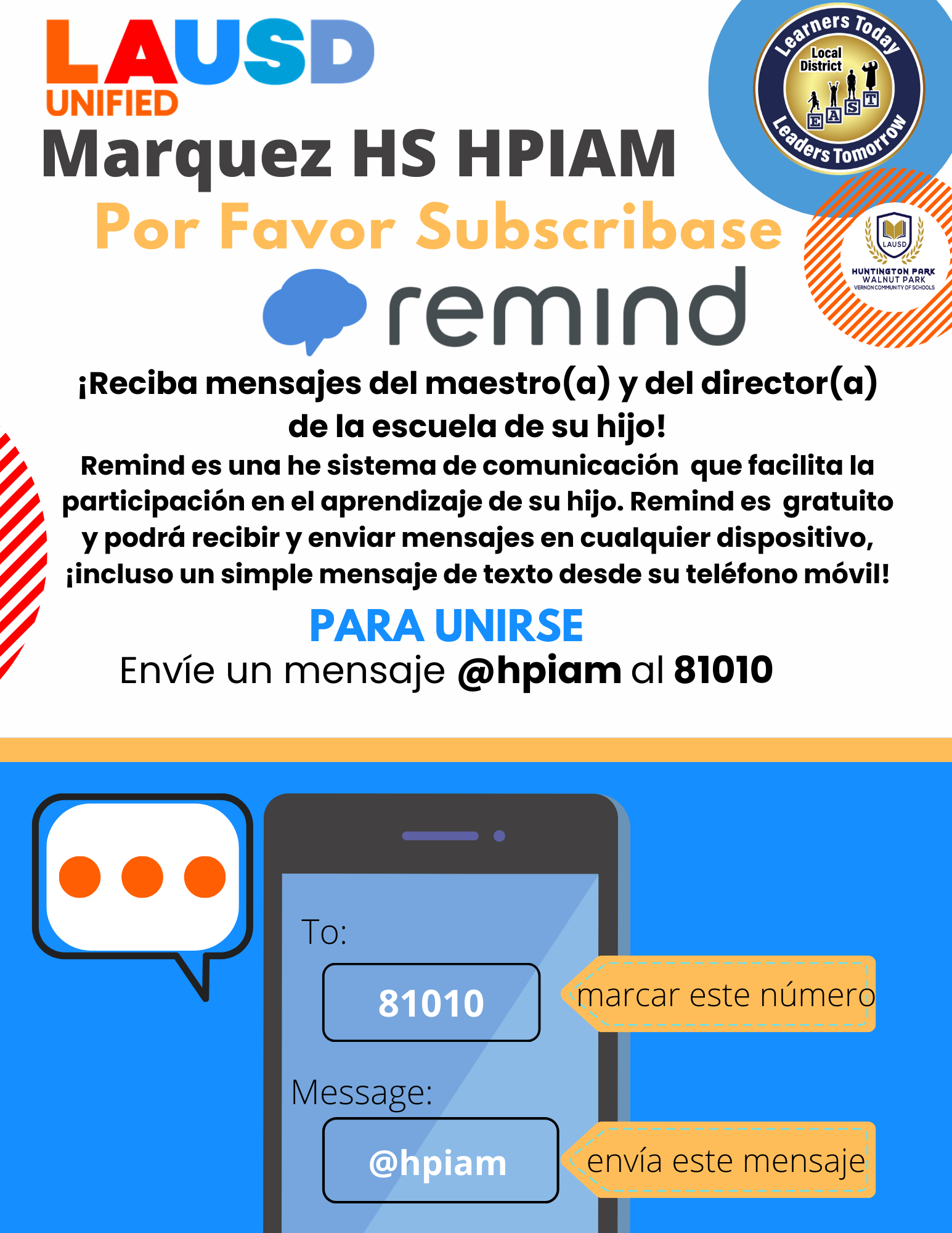 Remind Subscription Information - Spanish